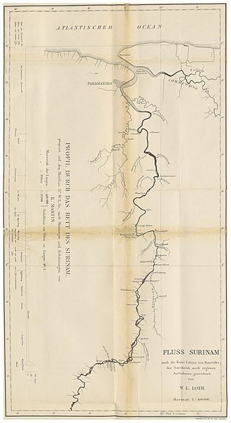 Map of the Suriname River showing Ganzee (1877) Karte des Flusses Surinam.jpg