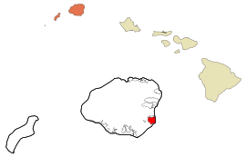 Kauai County Hawaii Incorporated and Unincorporated areas Lihue Highlighted.svg