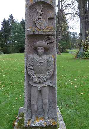 King James I monument (1814) at Dryburgh Abbey