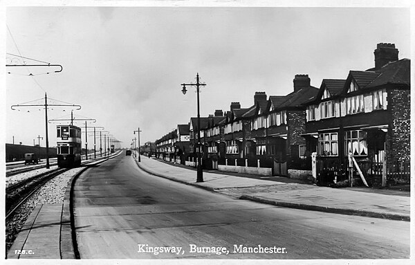 A tram running along Kingsway, c.1930