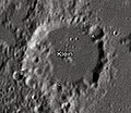 English: Klein lunar crater as seen from Earth with satellite craters labeled