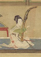 Konghou from silk painting by Qiu Ying (1494-1552), "Spring Morning in the Han Palace"