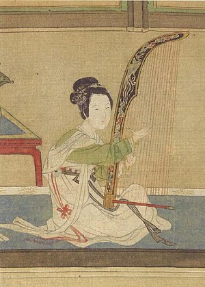 Konghou from silk painting by Qiu Ying, "Spring Morning in the Han Palace".jpg