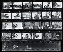 Korda's film contact sheet. Guerrillero Heroico appears on the fourth row down, third picture over (shot horizontally). KordaFilmRollChe.jpg