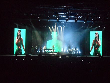 Pausini during a show of the Latin American leg of the Simili World Tour, September 2016
