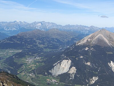 Foto der Alm- und Hangrutschgebiete oberhalb von Brienz/Brinzauls