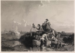 Van de Velde Studying the Effect of the Cannon his Friend Ruyter Fired for this Purpose, 1845, engraving c. 1854 by C.W. Sharp