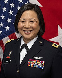 Color 2024 head and shoulders photo of Major general Lisa Hou in dress uniform, facing front
