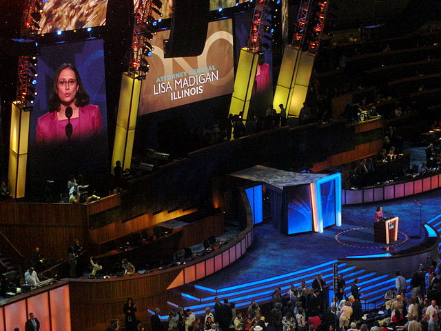 Madigan speaks on the first day of the 2008 Democratic National Convention in Denver, Colorado.