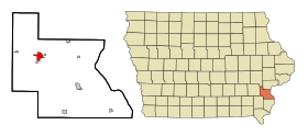 Louisa County Iowa Incorporated and Unincorporated areas Columbus Junction Highlighted.svg