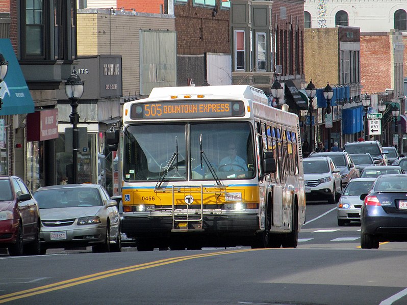 File:MBTA route 505 bus on Moody Street, April 2017.JPG