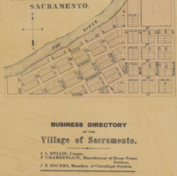 Map and Business Directory of Sacramento, Wisconsin (1860)
