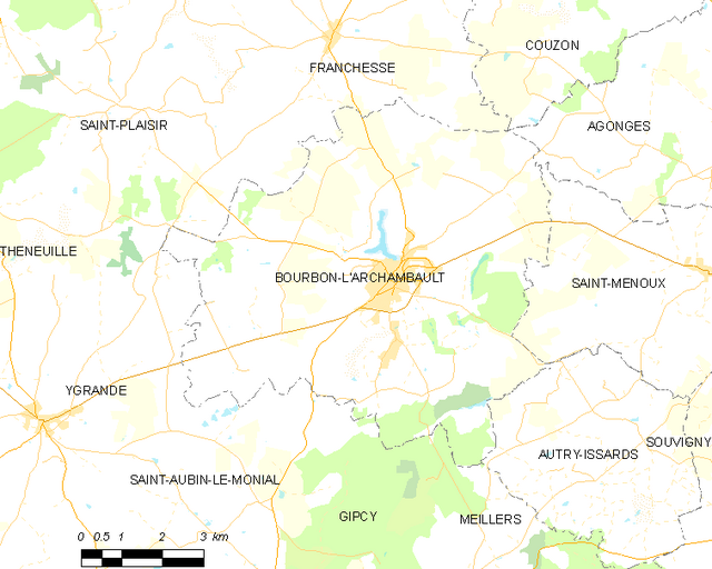 Poziția localității Bourbon-l'Archambault