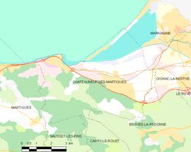 Mapa obce Châteauneuf-les-Martigues