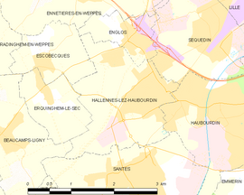 Mapa obce Hallennes-lez-Haubourdin