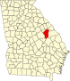 Harta statului Georgia indicând comitatul Jefferson