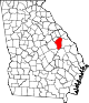 Mapa de Georgia con la ubicación del condado de Jefferson