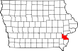 Harta statului Iowa indicând comitatul Louisa