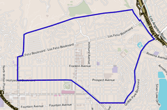 Loz Feliz bölgesi haritası, Los Angeles, California.png