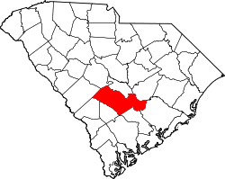 Karte von Orangeburg County innerhalb von South Carolina