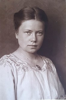 Black and white photograph of Margot Sponer's face and upper body