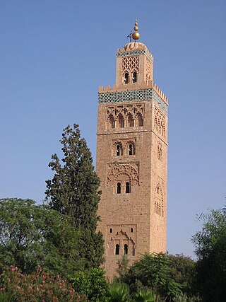 Minaret de la mosquée Koutoubia, Marrakech, Maroc.