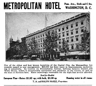 <span class="mw-page-title-main">Metropolitan Hotel (Washington, D.C.)</span> Historic building (1850–1935)