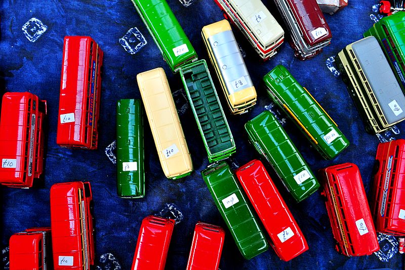 File:Model buses on sale at Stockwell bus garage open day.jpg