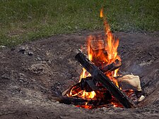 Simple traditional use of biomass for cooking or heating (combustion of wood logs). Montana 16 bg 062406.jpg