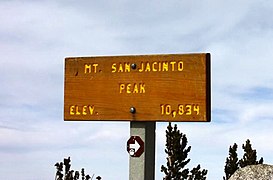 Sign at peak calling it Mount San Jacinto
