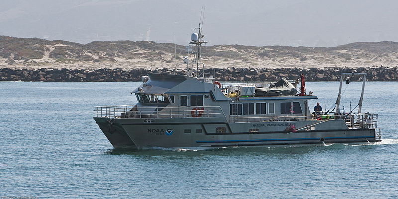 File:NOAA R6701 National Marine Sanctuaries boat vessel ship enters Morro Bay, CA harbor.jpg