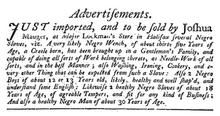 Advertisement for Slaves, Halifax Gazette, 30 May 1752 p. 2 NSARM Halifax Gazette 30 May 1752 p. 2.png
