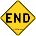 End of roadway sign