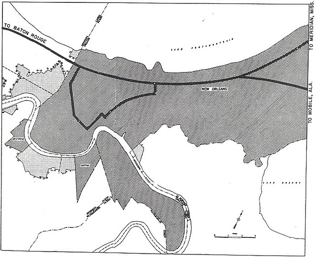 Until around 1960, I-10 and I-59 would have split near the present I-510 interchange in eastern New Orleans.