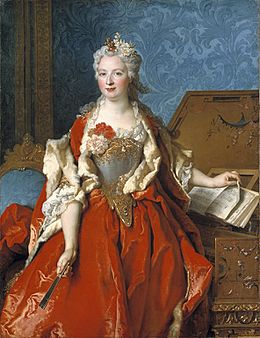 Portrait of Marguerite de Sève . 1729. oil on canvas medium QS:P186,Q296955;P186,Q12321255,P518,Q861259 . 54.5 × 41.8 in (138.4 × 106.3 cm). San Diego, Timken Museum of Art.