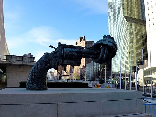 Non-Violence sculpture in front of UN headquarters NY