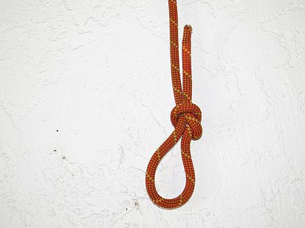 A noose knot tied in kernmantle rope