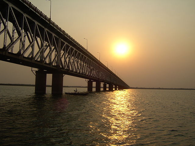 The Godavari bridge across the Godavari in Rajahmundry at East Godavari district