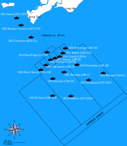 Map showing the disposition of U.S. Navy ships at the start of Operation Frequent Wind