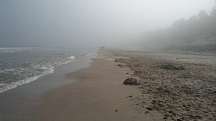 Ustka, plaża latem- rankiem