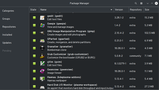 Pamac grafické rozhraní používající GTK+ pro správce balíčků Pacman
