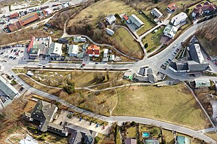 Drohnenaufnahme Luitpoldpark, unterer Bildrand links die Königliche Villa (Feb. 2024)