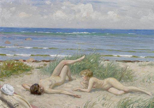 Paul Fischer - Piger på stranden, Båstad