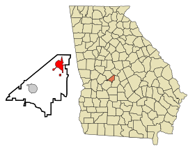Peach County Georgia Incorporated and Unincorporated areas Byron Highlighted.svg