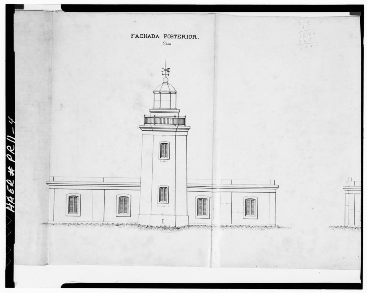 File:Photocopy of measured drawing, ca.1881; rear facade - Faro de los Morillos de Cabo Rojo, Los Morillos de Cabo Rojo, Cabo Rojo, Cabo Rojo Municipio, PR HAER PR,20-CARO.V,1-4.tif