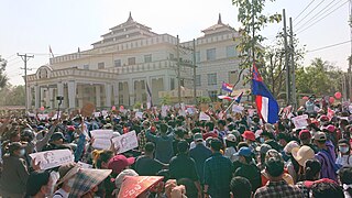 9. februar, protest mod militæret i Hpa-an, Kayin State.