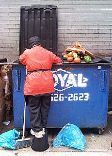 Dumpster diving Taking items from piles of waste for personal use