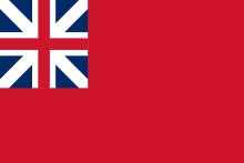 The Flag of British America. Used by the Thirteen American Colonies under British rule. Red Ensign of Great Britain (1707-1800, square canton).svg