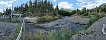 The river at the Blanco Diversion Dam, in late summer with low flow