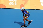 Deutsch: Badminton bei den Olympischen Jugendspielen 2018; Tag 2, 8. Oktober 2018; Finale Mädchen English: Roller speed skating at the 2018 Summer Youth Olympics; day 2, 8 October 2018 – Girls final